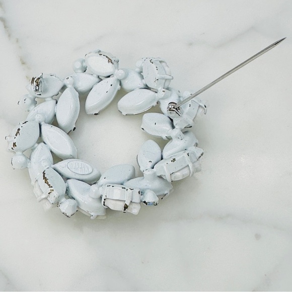 Vintage Regency Signed Brooch Aurora Borealis Rhinestone Circle Pin 1950s Rare - Picture 7 of 10